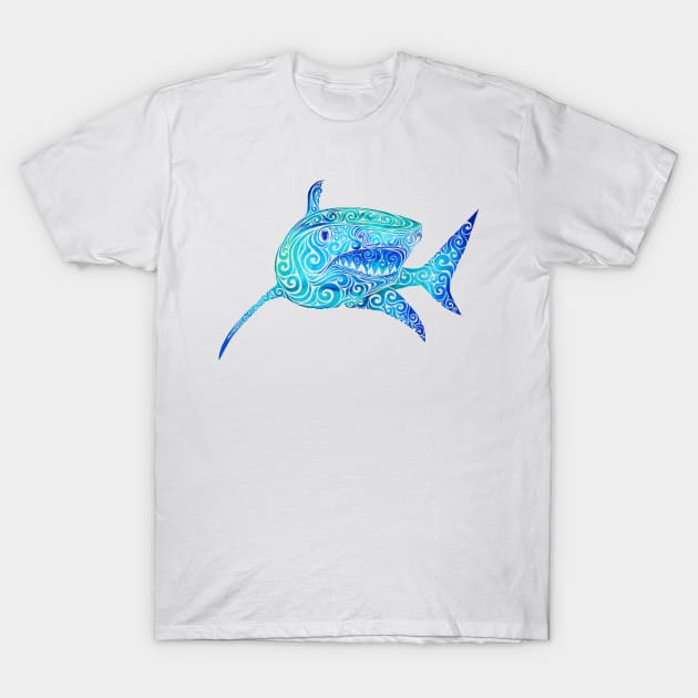 Swirly Shark T-Shirt by VectorInk